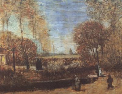 The Parsonage Garden at Nuenen with Pond and Figures (nn04), Vincent Van Gogh